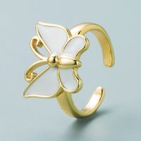 European And American Fashion Brass Real Gold-plated Oil Dripping Butterfly Shape Ring sku image 1