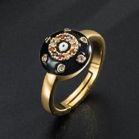 Fashion Color Dripping Oil Devil's Eyes Copper Plated Real Gold Micro Inlaid Zircon Ring sku image 4