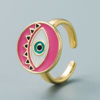 Devil's Eye Series Simple Round Color Dripping Eye Ring Hip-hop Open Ring sku image 2