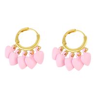 Heart Tassel Earrings European And American Copper Ear Buckle Female Simple Short Earrings sku image 7