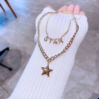 Female Double Layer Korean Fashion Metal Star Letter Star Pendant Clavicle Chain sku image 1