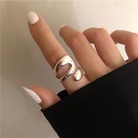 Fashion Double-layer Hollow Niche Design Staggered Irregular Curve Opening Copper Ring sku image 1