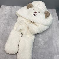 Bestickte Bärenmütze Plüschschal Süße Handschuhe Dreiteiliges Kapuzenlätzchen sku image 1