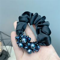 Classic Fashion Hair Ring Solid Color Crystal Rubber Band Satin Temperament Hair Accessories sku image 1