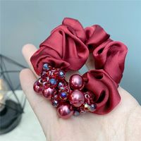 Classic Fashion Hair Ring Solid Color Crystal Rubber Band Satin Temperament Hair Accessories sku image 6