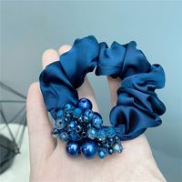 Classic Fashion Hair Ring Solid Color Crystal Rubber Band Satin Temperament Hair Accessories sku image 2