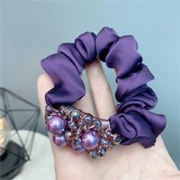Classic Fashion Hair Ring Solid Color Crystal Rubber Band Satin Temperament Hair Accessories sku image 3