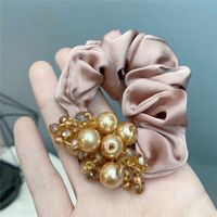 Classic Fashion Hair Ring Solid Color Crystal Rubber Band Satin Temperament Hair Accessories sku image 4