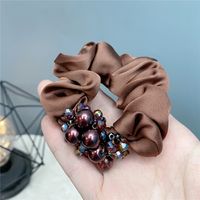 Classic Fashion Hair Ring Solid Color Crystal Rubber Band Satin Temperament Hair Accessories sku image 5