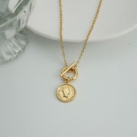 European And American Necklace Female New Retro Goddess Ot Buckle Copper Clavicle Chain sku image 1