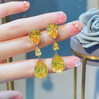 New Moissan Diamond Drop Earrings Female Fashion Colorful Diamond Copper Earrings sku image 2