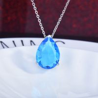 Fashion Multi-color Diamond Inlaid Water Drop Copper Pendant Earring sku image 5