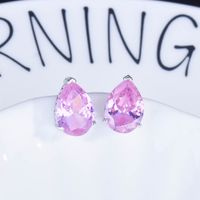 Fashion Multi-color Diamond Inlaid Water Drop Copper Pendant Earring sku image 3