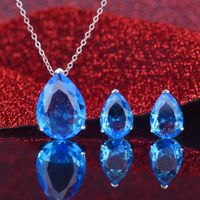 Fashion Multi-color Diamond Inlaid Water Drop Copper Pendant Earring sku image 4