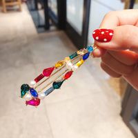 Fashion Colored Rhinestones-set Elegant Alloy Hairpin Side Clip Word Clip Jewelry sku image 5