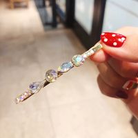 Fashion Colored Rhinestones-set Elegant Alloy Hairpin Side Clip Word Clip Jewelry sku image 6