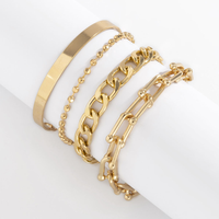Personality Geometric Copper Bead Chain Multi-element Set Bracelet Fashion Chain Alloy Bracelet main image 1