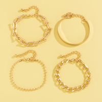 Personality Geometric Copper Bead Chain Multi-element Set Bracelet Fashion Chain Alloy Bracelet main image 7