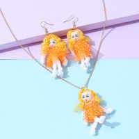 American Creative Puppet Doll  Sweet Creative Earring Necklace Set sku image 2