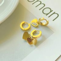 Fashion Titanium Steel Heart Shaped Micro Diamond Asymmetric Earrings Set main image 4