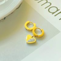 Fashion Titanium Steel Heart Shaped Micro Diamond Asymmetric Earrings Set main image 5
