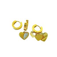 Fashion Titanium Steel Heart Shaped Micro Diamond Asymmetric Earrings Set main image 6
