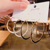 New Exaggerated Big Circle Ear Buckle Fashion White Oil Drip Earrings main image 1