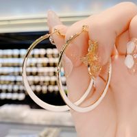 New Exaggerated Big Circle Ear Buckle Fashion White Oil Drip Earrings main image 3