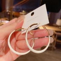 New Exaggerated Big Circle Ear Buckle Fashion White Oil Drip Earrings main image 4