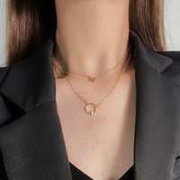 2021 Neue Kreative Einfache Modedamen Einfache Kreisschmetterlings-doppelseitige Halskette main image 1
