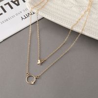2021 New Creative Simple Fashion Ladies Simple Circle Butterfly Double Side Necklace main image 4