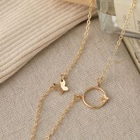 2021 New Creative Simple Fashion Ladies Simple Circle Butterfly Double Side Necklace main image 5