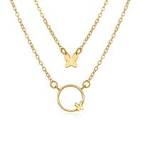 2021 New Creative Simple Fashion Ladies Simple Circle Butterfly Double Side Necklace main image 6
