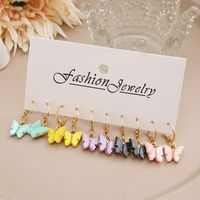 Acrylic Creative Simple Color Butterfly Pendant 5 Pairs Of Earrings Set main image 5