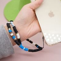 Bohemian Blue Mobile Phone Chain Ceramic Glaze Color Black Round Beads Anti-lost Mobile Phone Lanyard main image 4