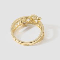 Korean Style Simple Real Gold Electroplating Creative Copper Inlaid Zirconium Ring Jewelry main image 5