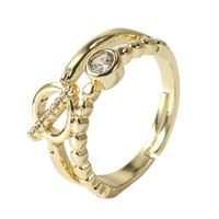 Korean Style Simple Real Gold Electroplating Creative Copper Inlaid Zirconium Ring Jewelry main image 6