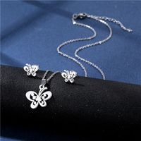 Simple Fashion Butterfly Stainless Steel Necklace Earring Set main image 2