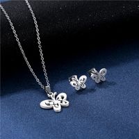 Simple Fashion Butterfly Stainless Steel Necklace Earring Set main image 3
