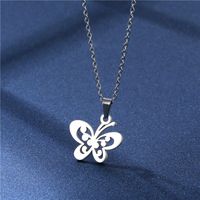 Simple Fashion Butterfly Stainless Steel Necklace Earring Set main image 4