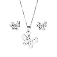 Simple Fashion Butterfly Stainless Steel Necklace Earring Set main image 6