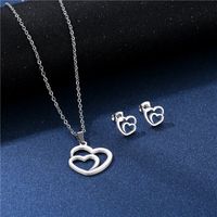 Simple Hollow Heart Stainless Steel Necklace Earring Set Jewelry Wholesale main image 3