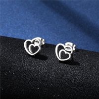 Simple Hollow Heart Stainless Steel Necklace Earring Set Jewelry Wholesale main image 5