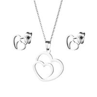 Simple Hollow Heart Stainless Steel Necklace Earring Set Jewelry Wholesale main image 6