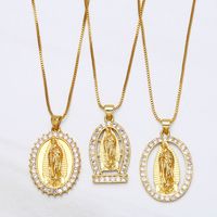 European And American Catholic Virgin Mary Copper Inlaid Zircon Light Luxury Pendant Necklace main image 1