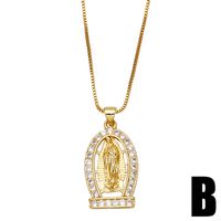 European And American Catholic Virgin Mary Copper Inlaid Zircon Light Luxury Pendant Necklace main image 4
