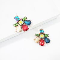 New Creative Jewelry Rhinestone Glass Flower Earrings Personalized Earrings main image 3