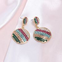 European And American Creative Simple Round Color Diamond Earrings main image 4