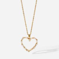 New Gold-plated Hollow Heart-shaped Necklace Women's Stainless Steel Triangle Zircon Necklace main image 6