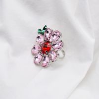 European And American French Retro Gemstone Color Crystal Opening Adjustable Flower Ring main image 3